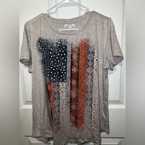 Women's Large Americana Themed Short Sleeve Top - Show Your Patriotic Style!
